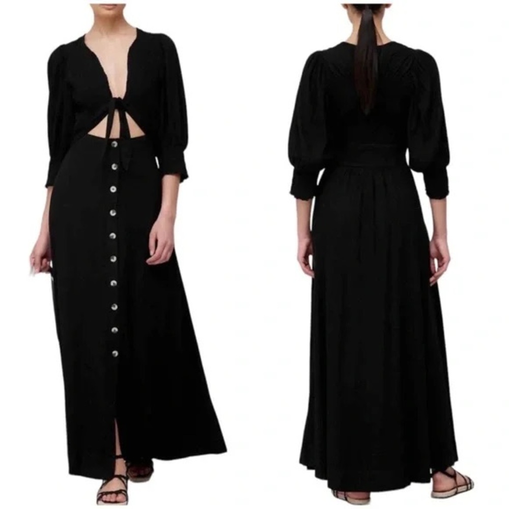 Free People String of Hearts Cutout Maxi Dress-black size small